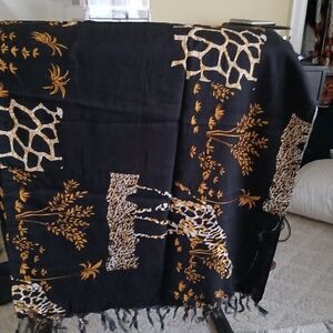 Black and Gold Patterned Scarf